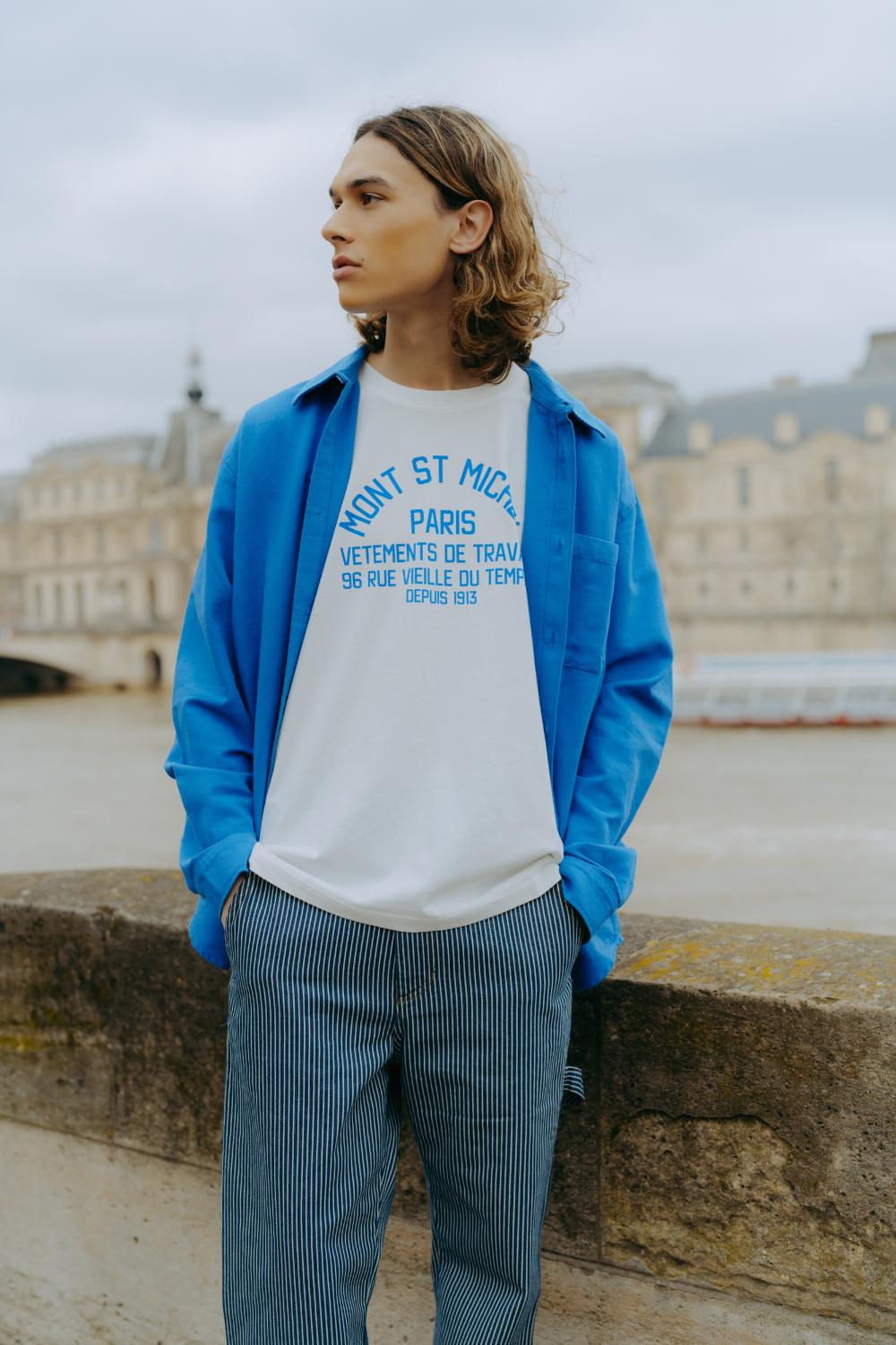 T-shirt TWAN branco-azul