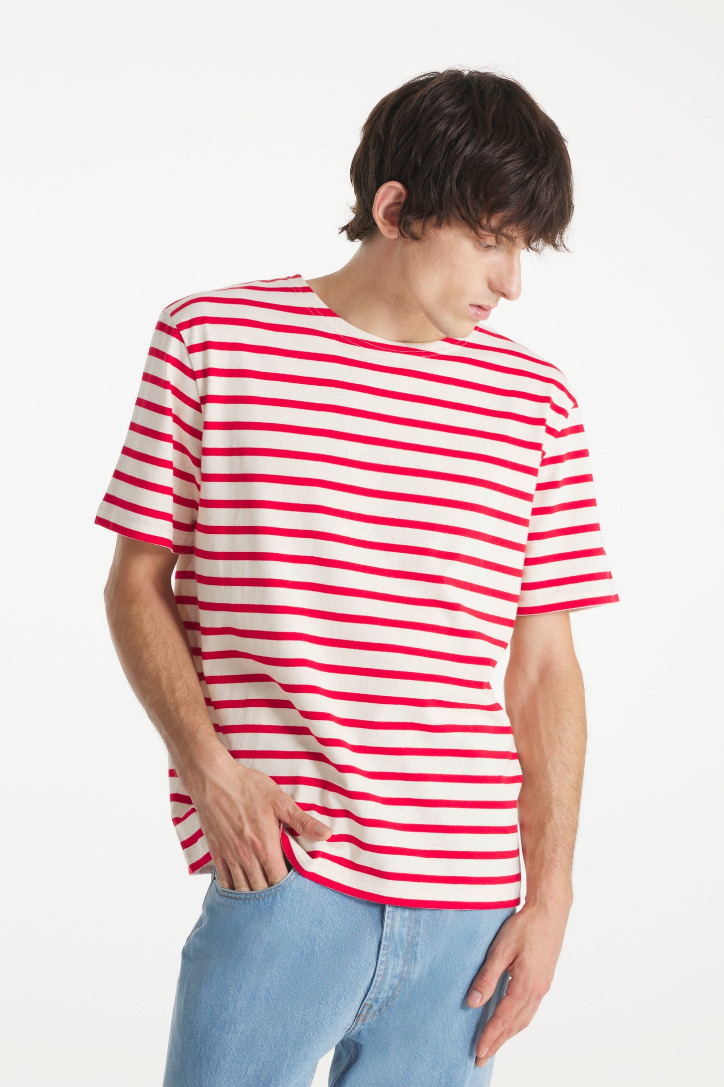 Marinière de manga curta THIBALT cru-vermelho