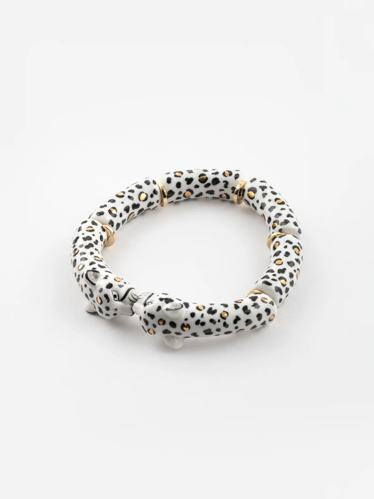 Pulseira Bisou Léopards Blancs et Dorés D335, Nach Bijoux