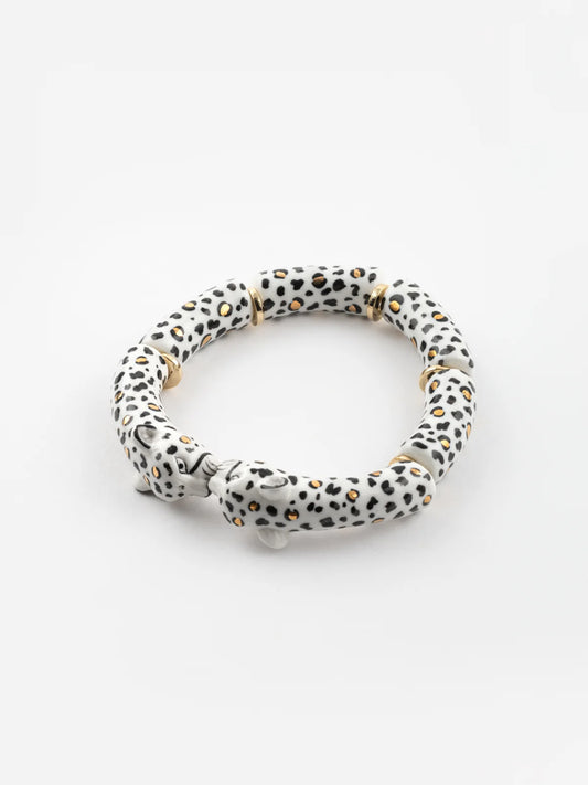 Pulseira Bisou Léopards Blancs et Dorés D335, Nach Bijoux