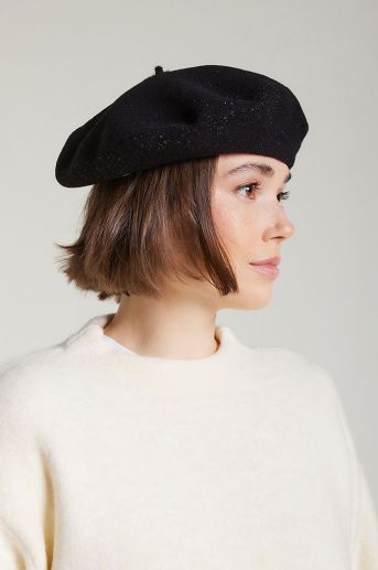 VERITABLE beret, black lurex, Laulhère