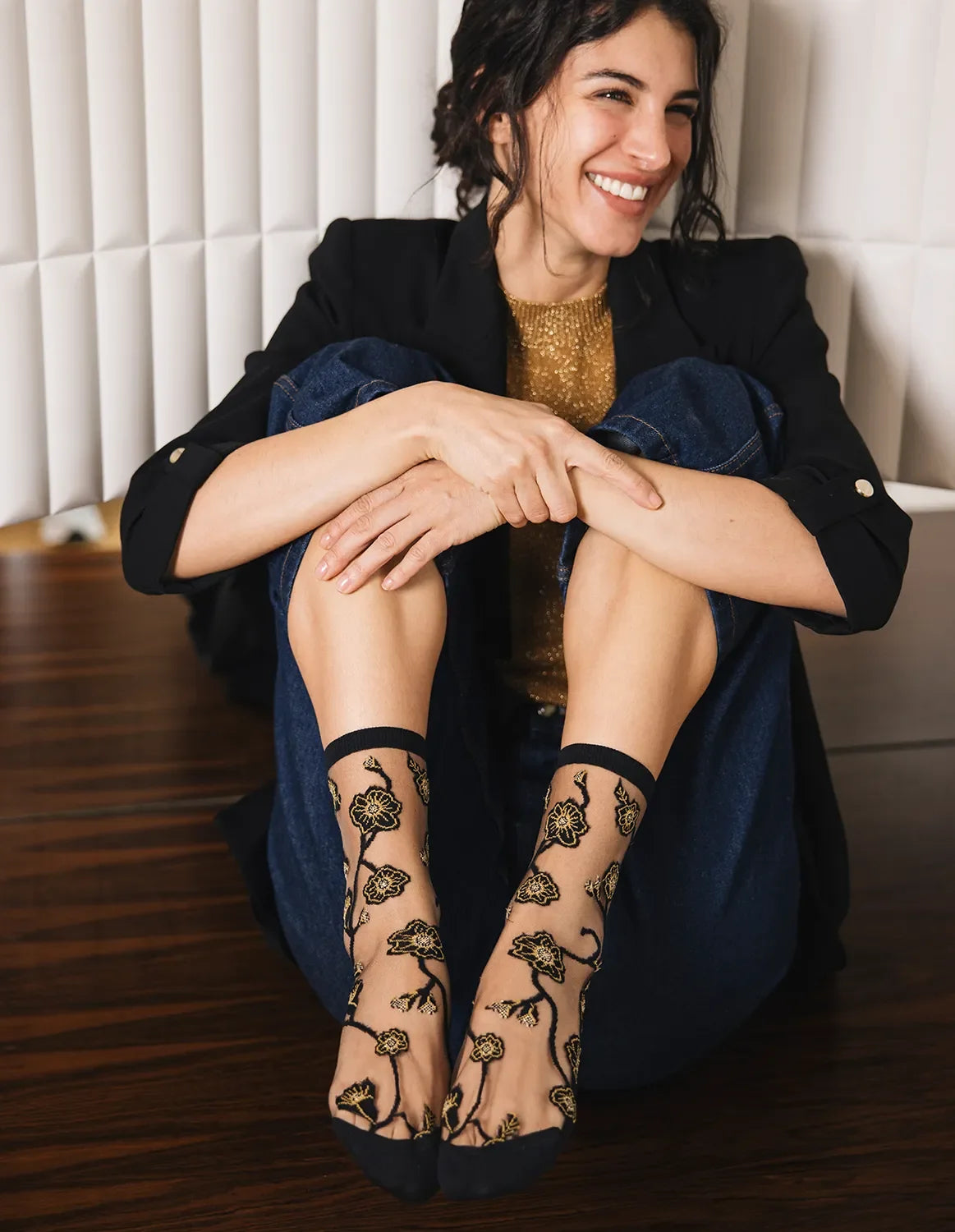 NAKAMEGURO Noir-Or socks