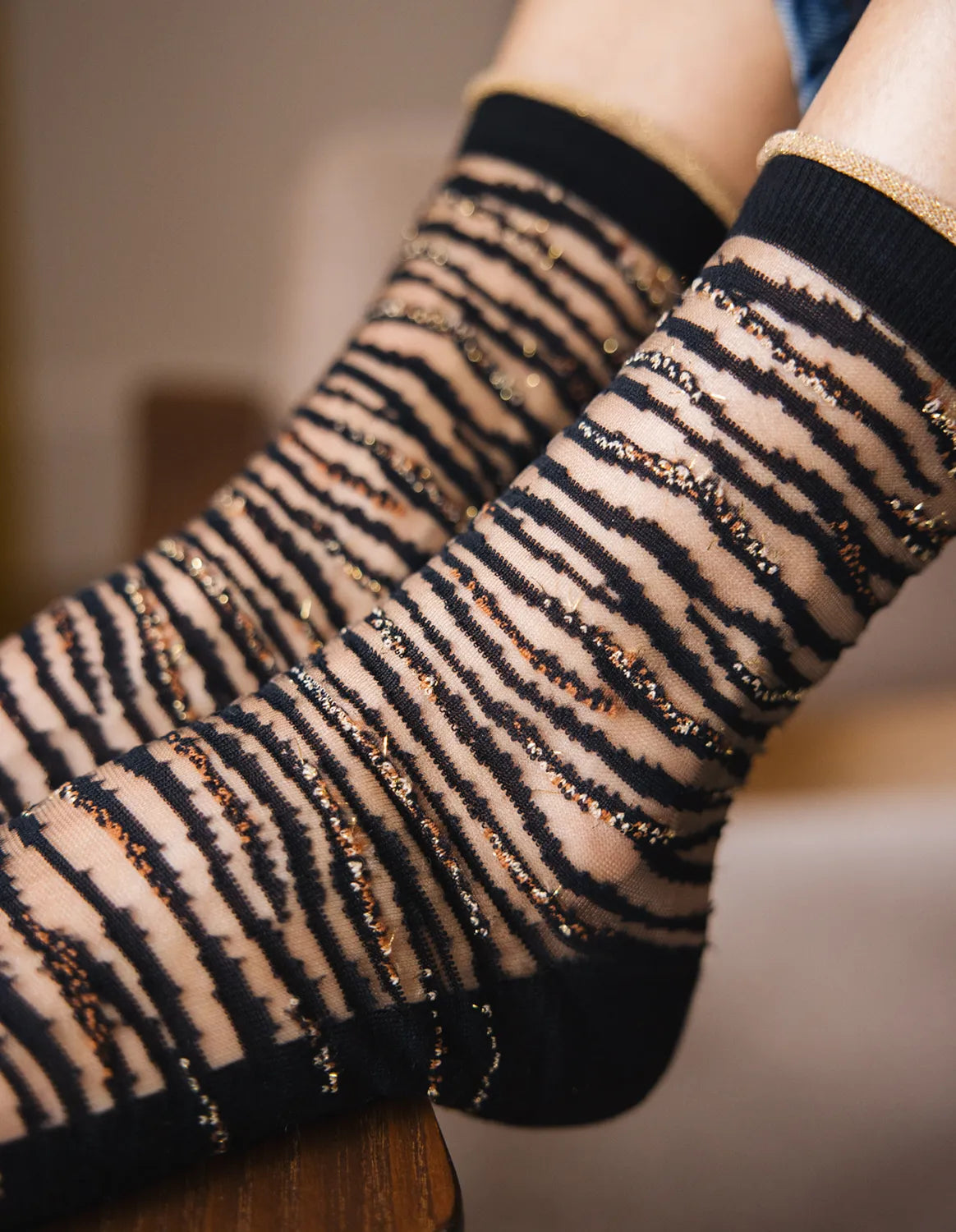 NAKAMEGURO Noir-Or socks