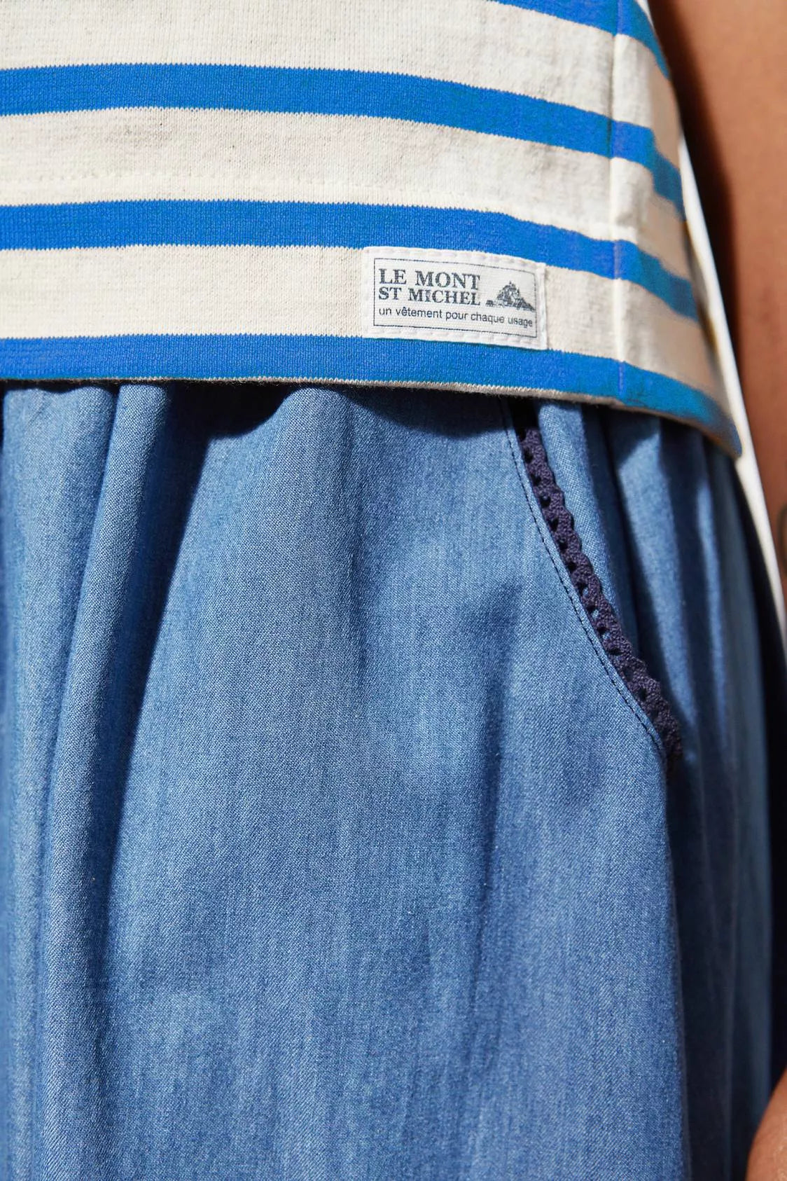 Marinière sem mangas THEOXANE cru-azul vívido