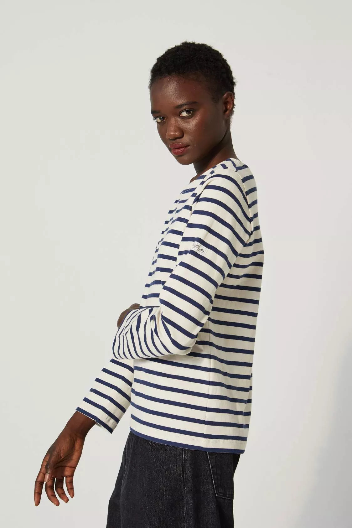 Marinière de manga comprida TILDA cru-azul marinho