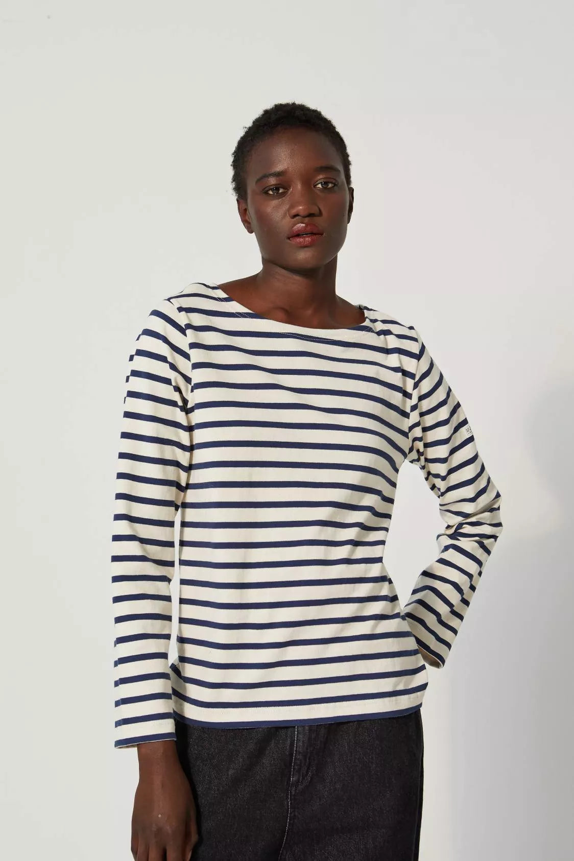 Marinière de manga comprida TILDA cru-azul marinho